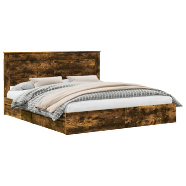 vidaXL Aufbewahrungsbett Geräucherte Eiche 200 x 200 cm Holzwerkstoff