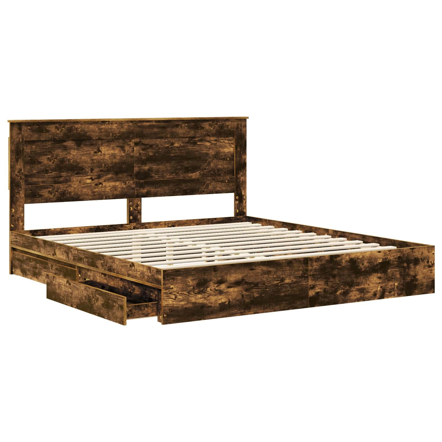 vidaXL Aufbewahrungsbett Geräucherte Eiche 200 x 200 cm Holzwerkstoff