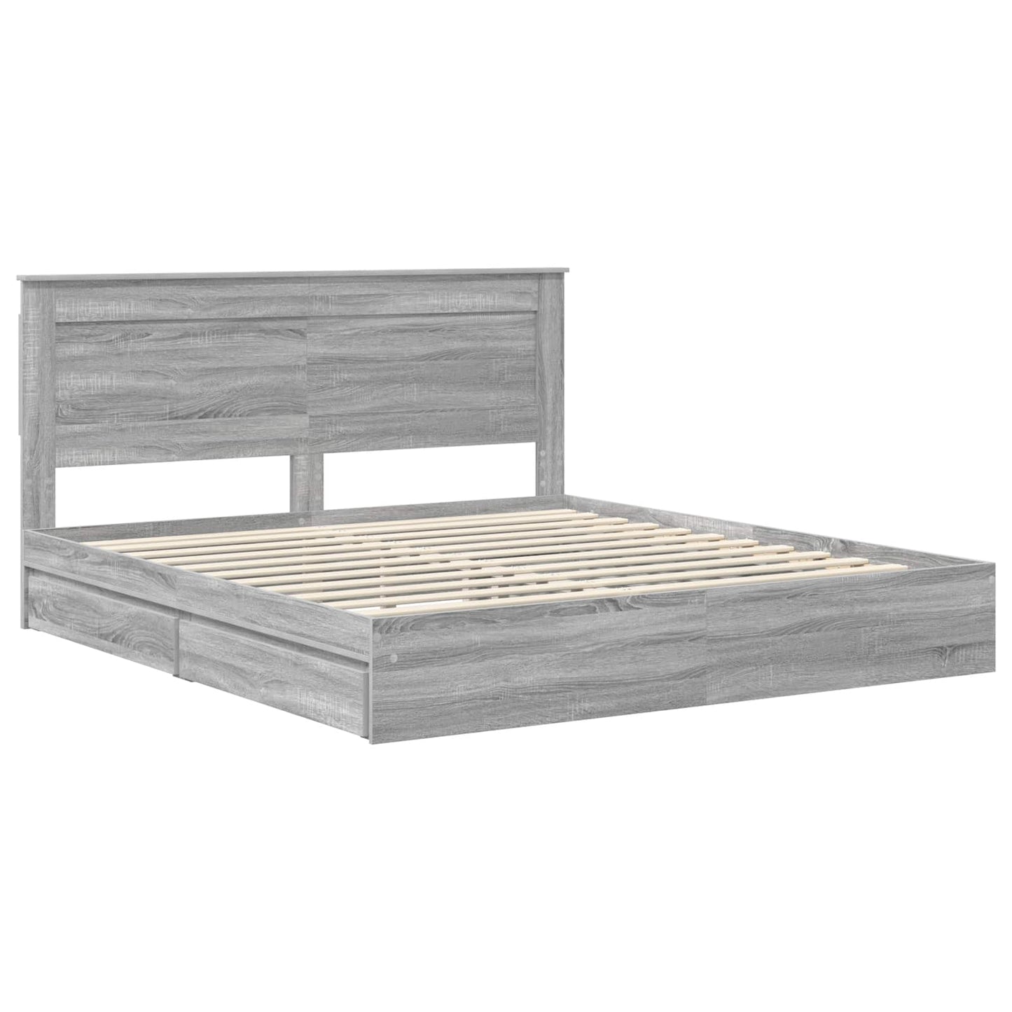 vidaXL Aufbewahrungsbett Graues Sonoma 200 x 200 cm Holzwerkstoff