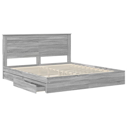vidaXL Aufbewahrungsbett Graues Sonoma 200 x 200 cm Holzwerkstoff