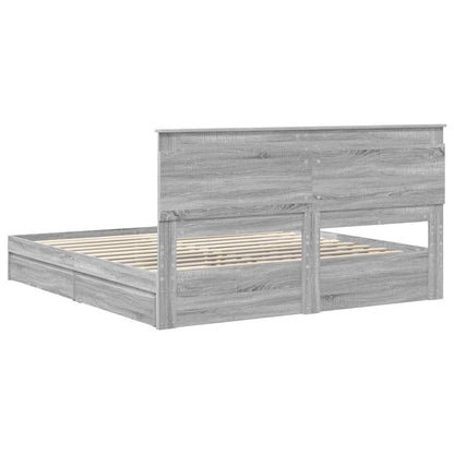 vidaXL Aufbewahrungsbett Graues Sonoma 200 x 200 cm Holzwerkstoff