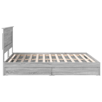 vidaXL Aufbewahrungsbett Graues Sonoma 200 x 200 cm Holzwerkstoff