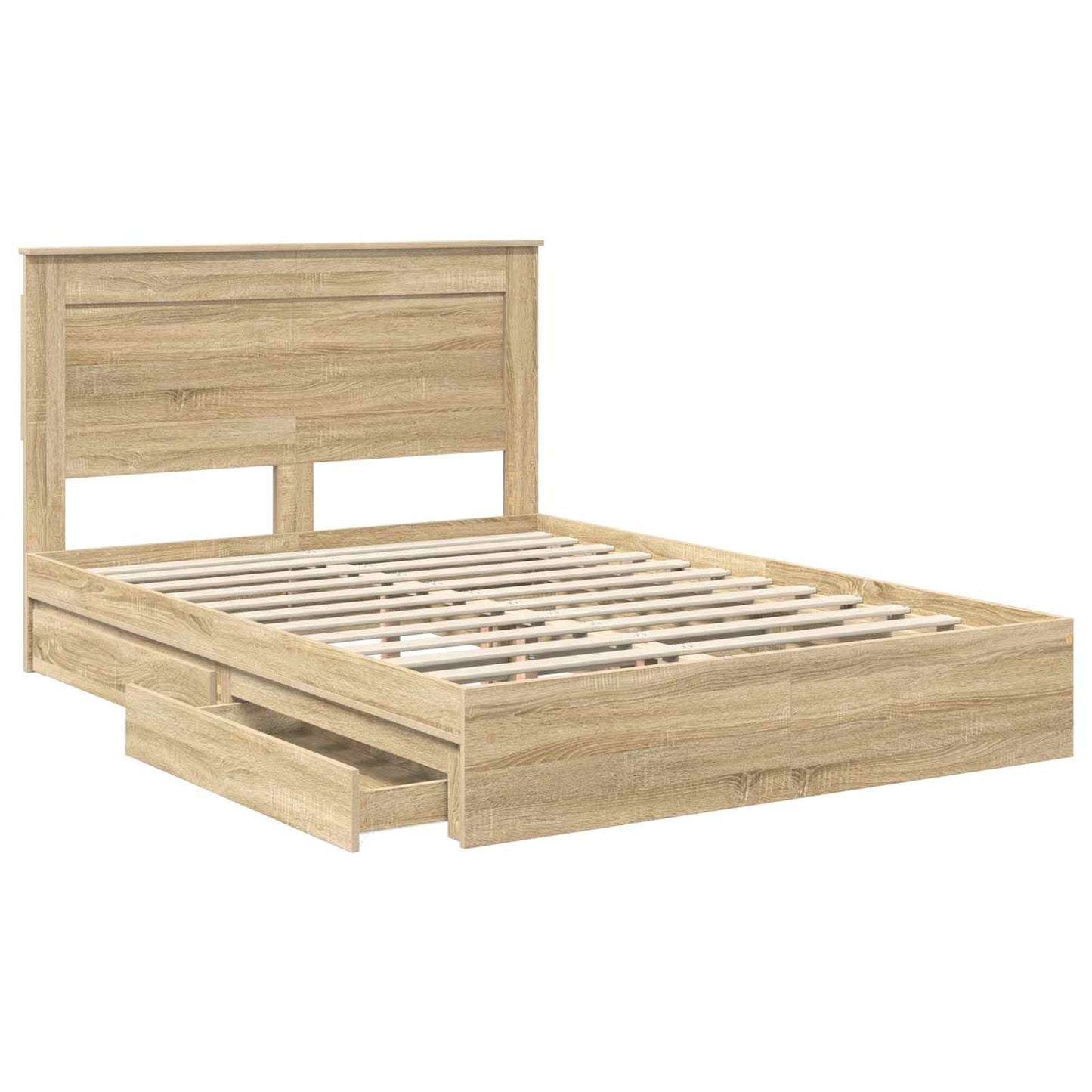 vidaXL Aufbewahrungsbett Sonoma-Eiche 160 x 200 cm Holzwerkstoff