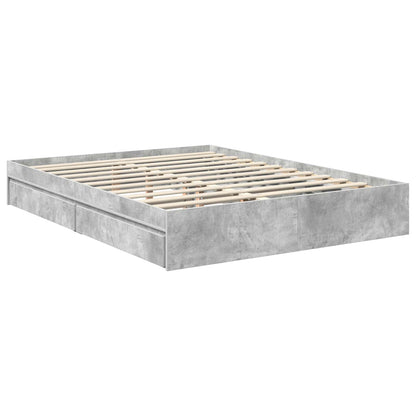 vidaXL Aufbewahrungsbett Beton Grau 150 x 200 cm Holzwerkstoff