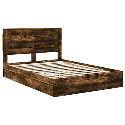 vidaXL Aufbewahrungsbett Geräucherte Eiche 150 x 200 cm Holzwerkstoff