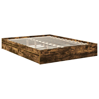 vidaXL Aufbewahrungsbett Geräucherte Eiche 150 x 200 cm Holzwerkstoff