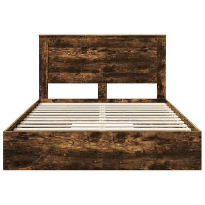 vidaXL Aufbewahrungsbett Geräucherte Eiche 150 x 200 cm Holzwerkstoff
