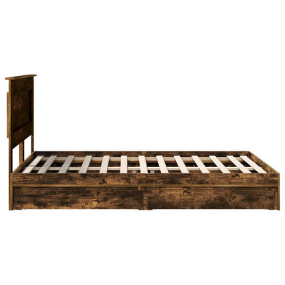 vidaXL Aufbewahrungsbett Geräucherte Eiche 150 x 200 cm Holzwerkstoff