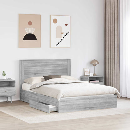 vidaXL Aufbewahrungsbett Graues Sonoma 150 x 200 cm Holzwerkstoff