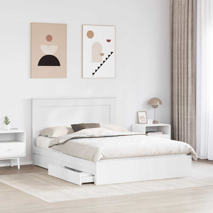 vidaXL Lit de rangement avec tête de lit Blanc 140 x 190 cm Bois d'ingénierie