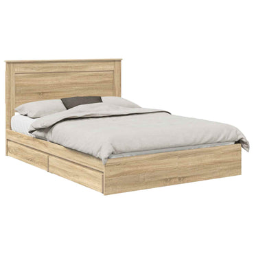 vidaXL Aufbewahrungsbett Sonoma-Eiche 140 x 200 cm Holzwerkstoff