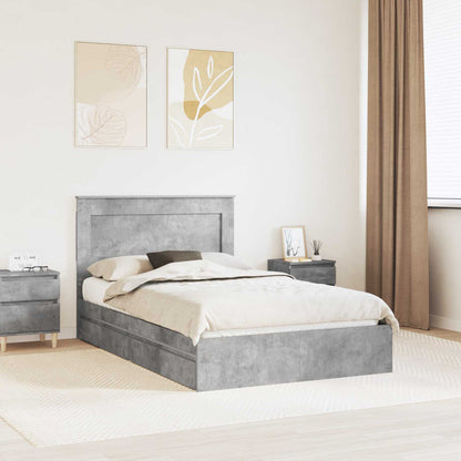 vidaXL Aufbewahrungsbett Beton Grau 135 x 190 cm Holzwerkstoff