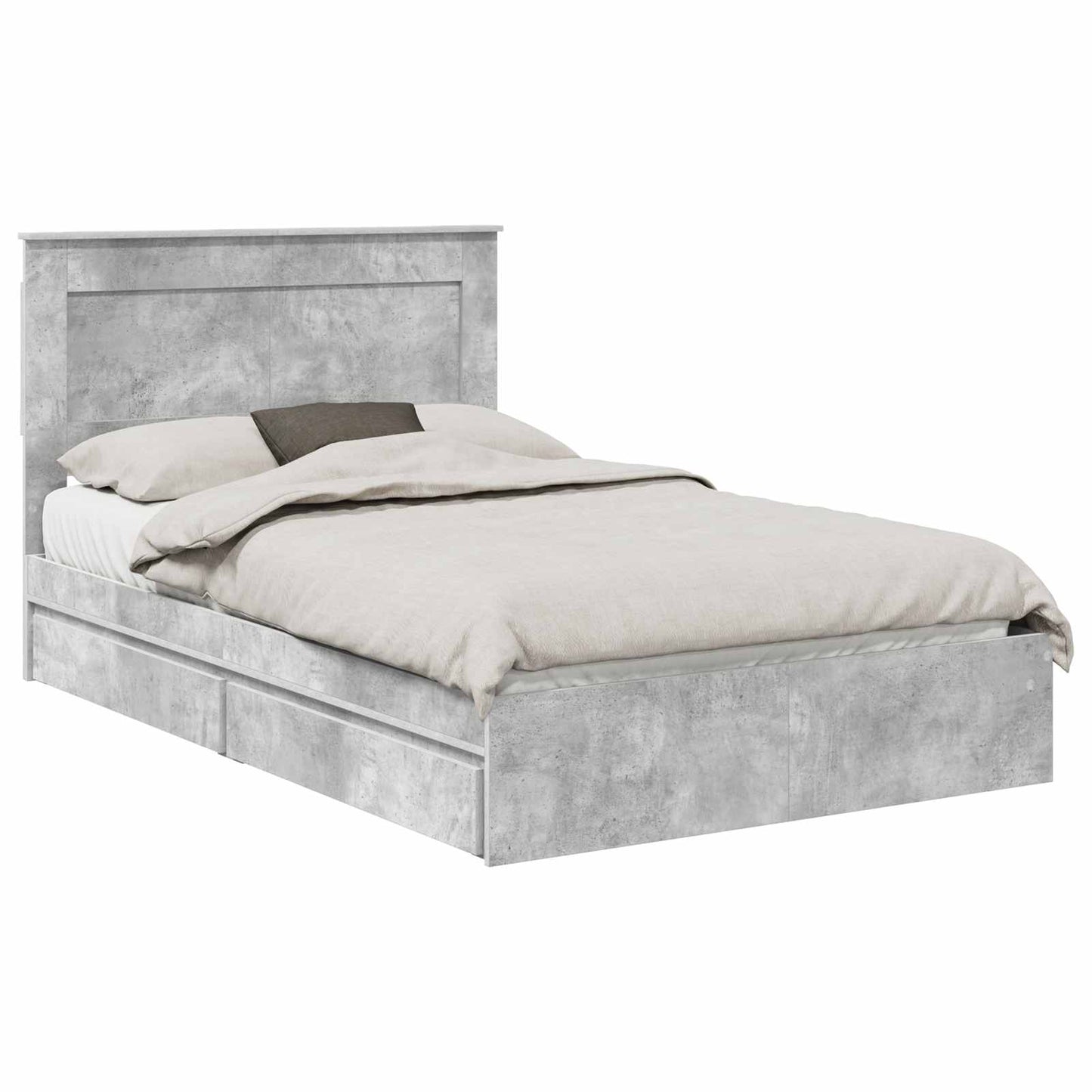 vidaXL Aufbewahrungsbett Beton Grau 135 x 190 cm Holzwerkstoff
