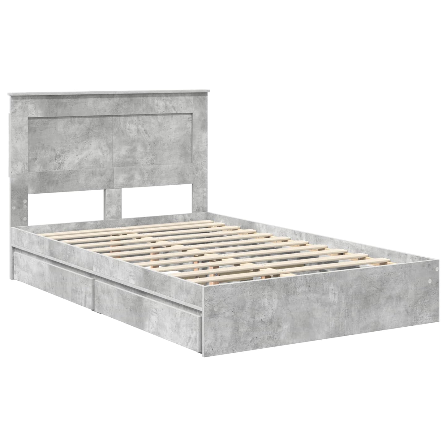 vidaXL Aufbewahrungsbett Beton Grau 135 x 190 cm Holzwerkstoff