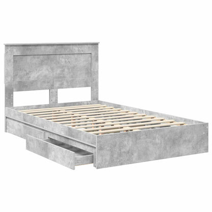 vidaXL Aufbewahrungsbett Beton Grau 135 x 190 cm Holzwerkstoff