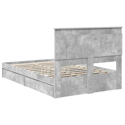 vidaXL Aufbewahrungsbett Beton Grau 135 x 190 cm Holzwerkstoff