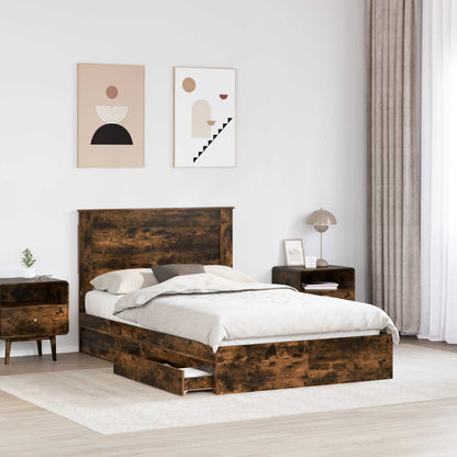 vidaXL Aufbewahrungsbett Geräucherte Eiche 120 x 190 cm Holzwerkstoff