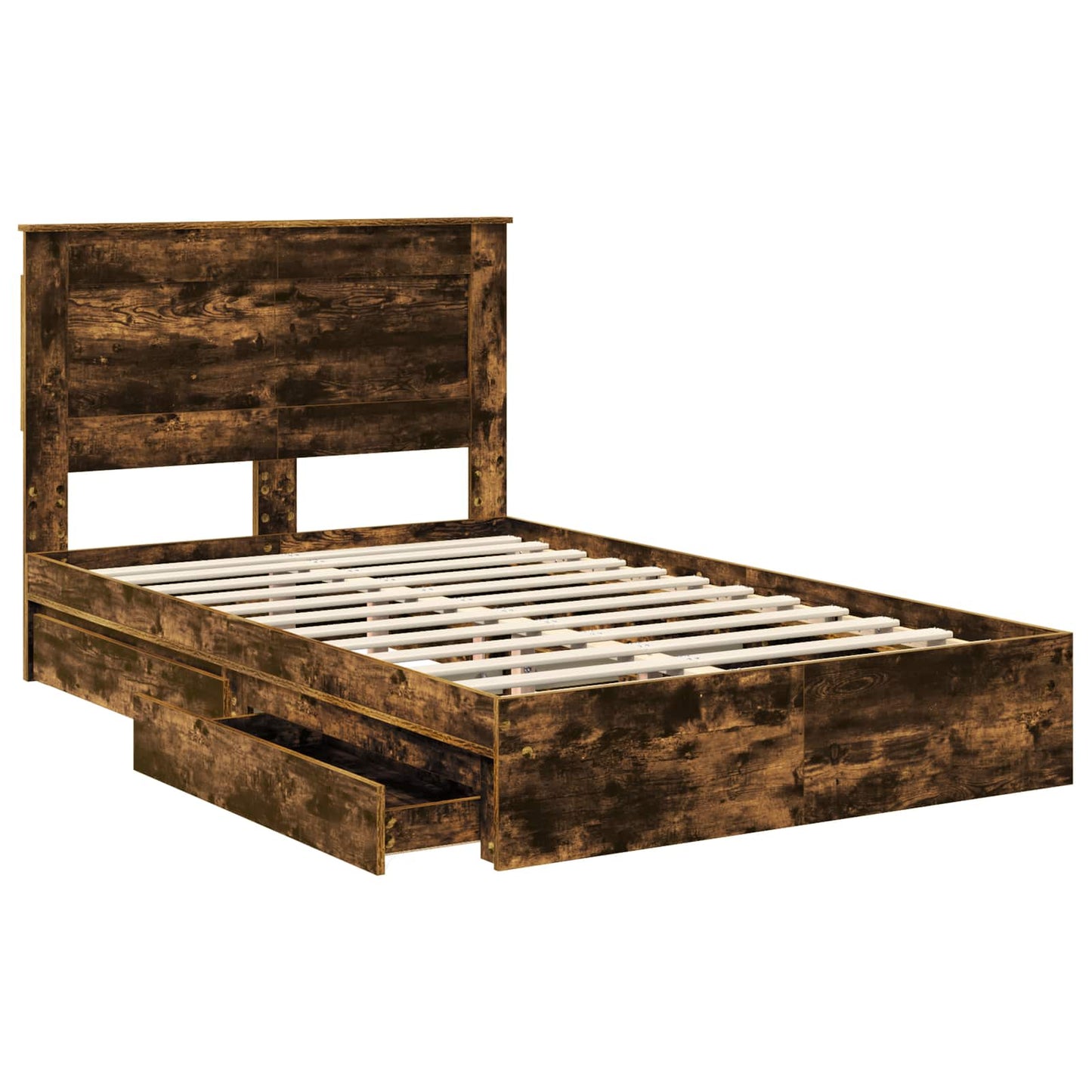 vidaXL Aufbewahrungsbett Geräucherte Eiche 120 x 190 cm Holzwerkstoff