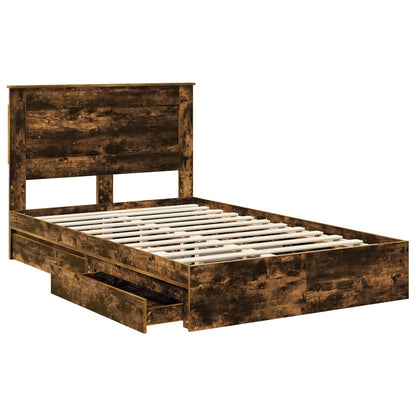 vidaXL Aufbewahrungsbett Geräucherte Eiche 120 x 190 cm Holzwerkstoff