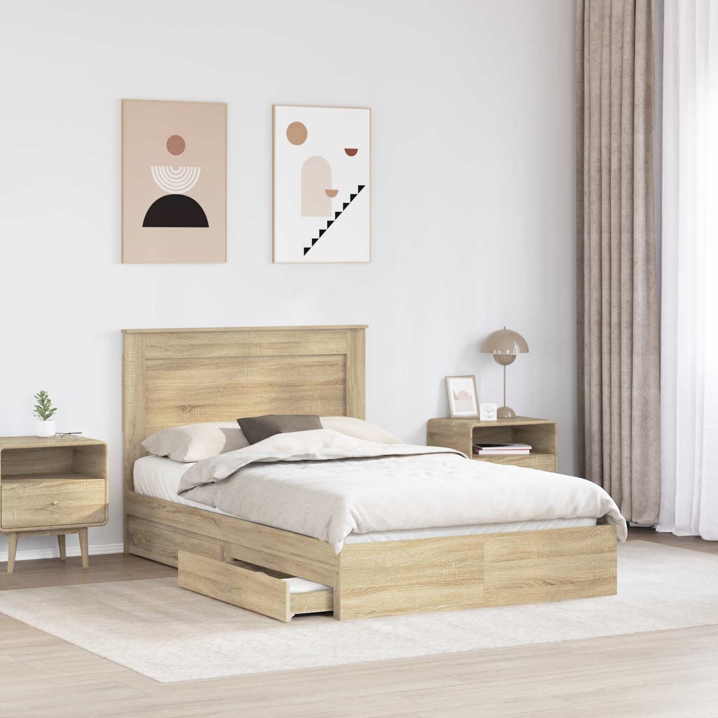 vidaXL Aufbewahrungsbett Sonoma-Eiche 120 x 200 cm Holzwerkstoff