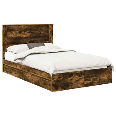 vidaXL Lit de rangement Chêne fumé 120 x 200 cm Bois d'ingénierie