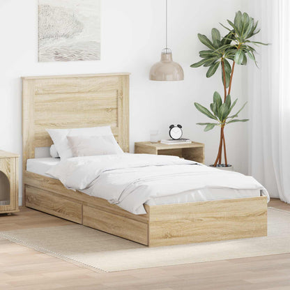 vidaXL Lit de rangement chêne Sonoma 100 x 200 cm bois d'ingénierie