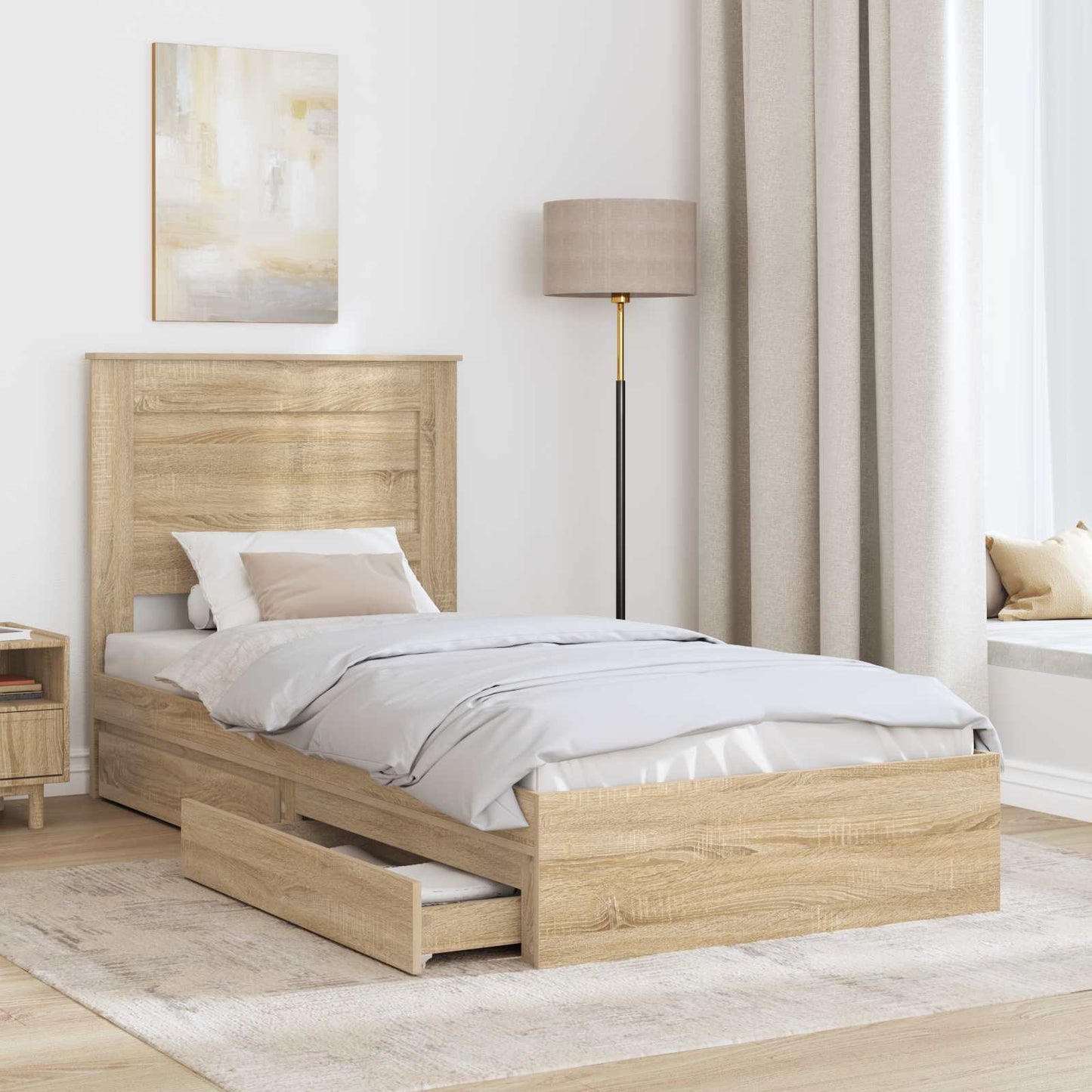 vidaXL Aufbewahrungsbett Sonoma-Eiche 90 x 190 cm Holzwerkstoff