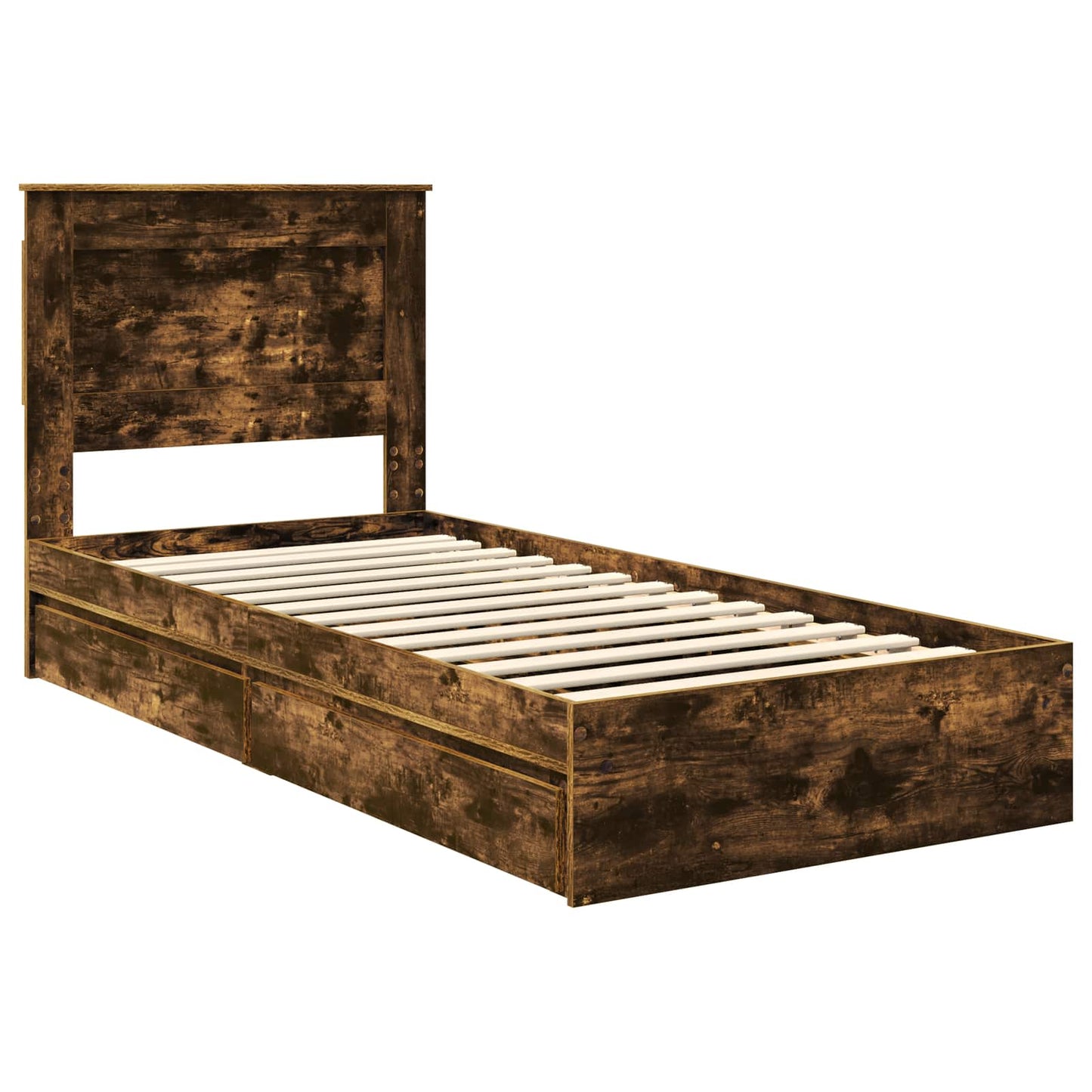 vidaXL Lit de rangement en aggloméré chêne fumé 90 x 190 cm