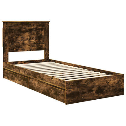 vidaXL Lit de rangement en aggloméré chêne fumé 90 x 190 cm