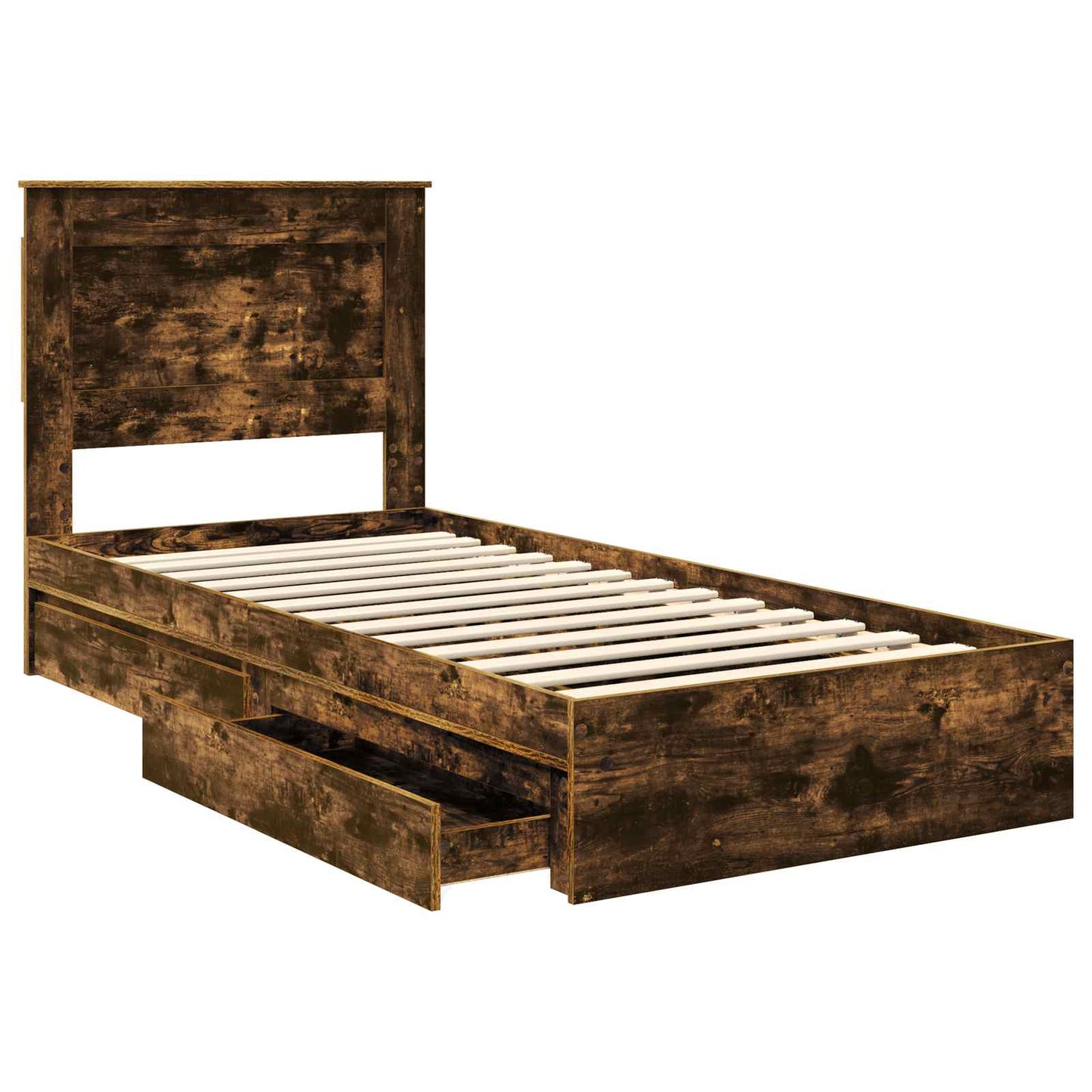 vidaXL Lit de rangement en aggloméré chêne fumé 90 x 190 cm