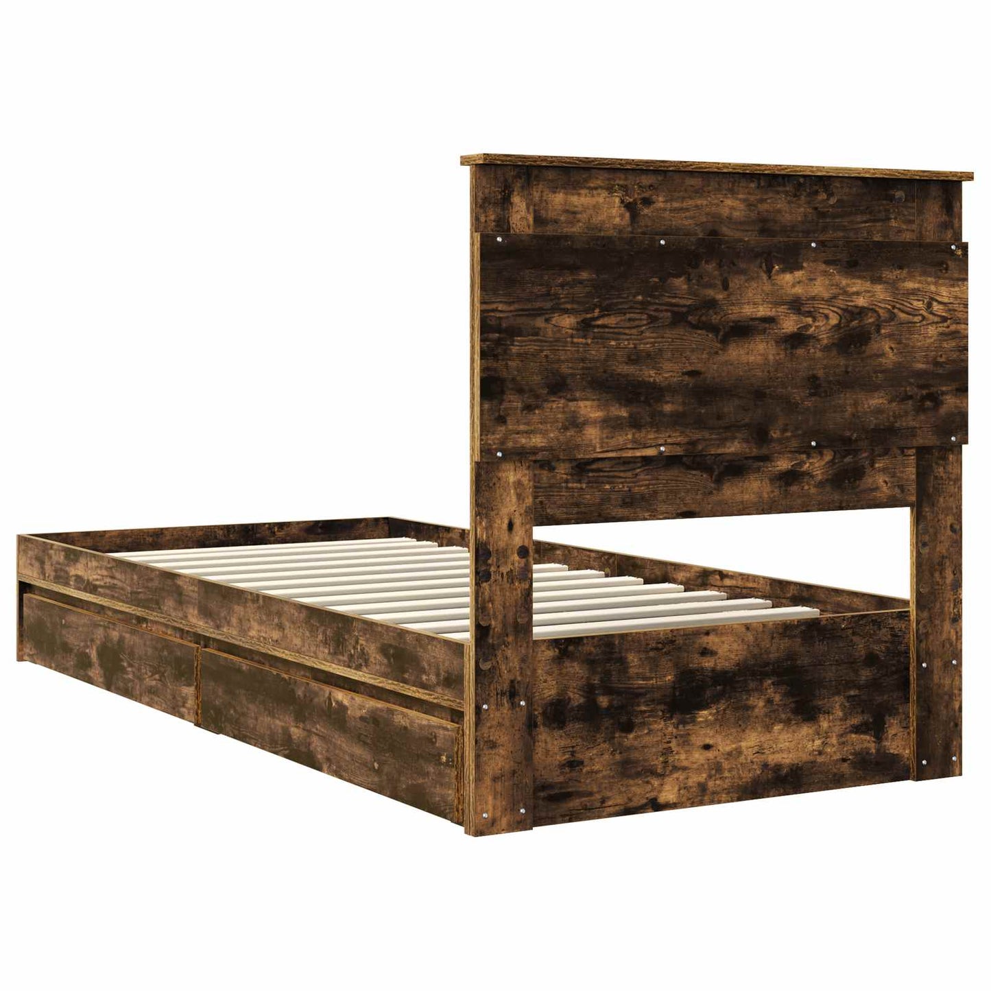 vidaXL Lit de rangement en aggloméré chêne fumé 90 x 190 cm