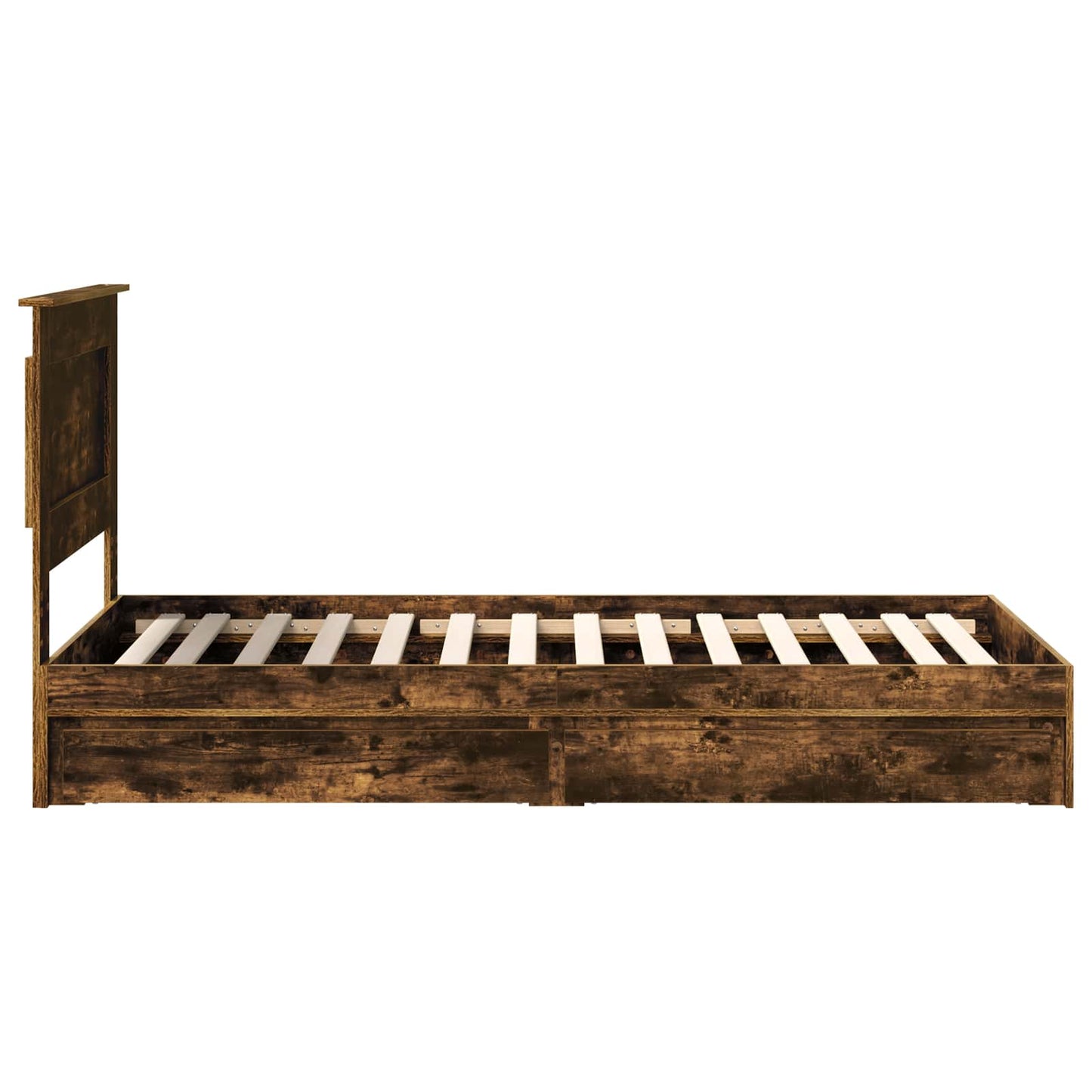 vidaXL Lit de rangement en aggloméré chêne fumé 90 x 190 cm