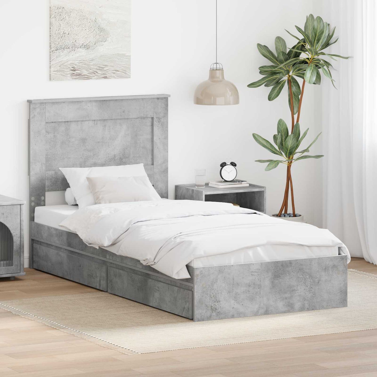 vidaXL Aufbewahrungsbett Beton Grau 75 x 190 cm Holzwerkstoff