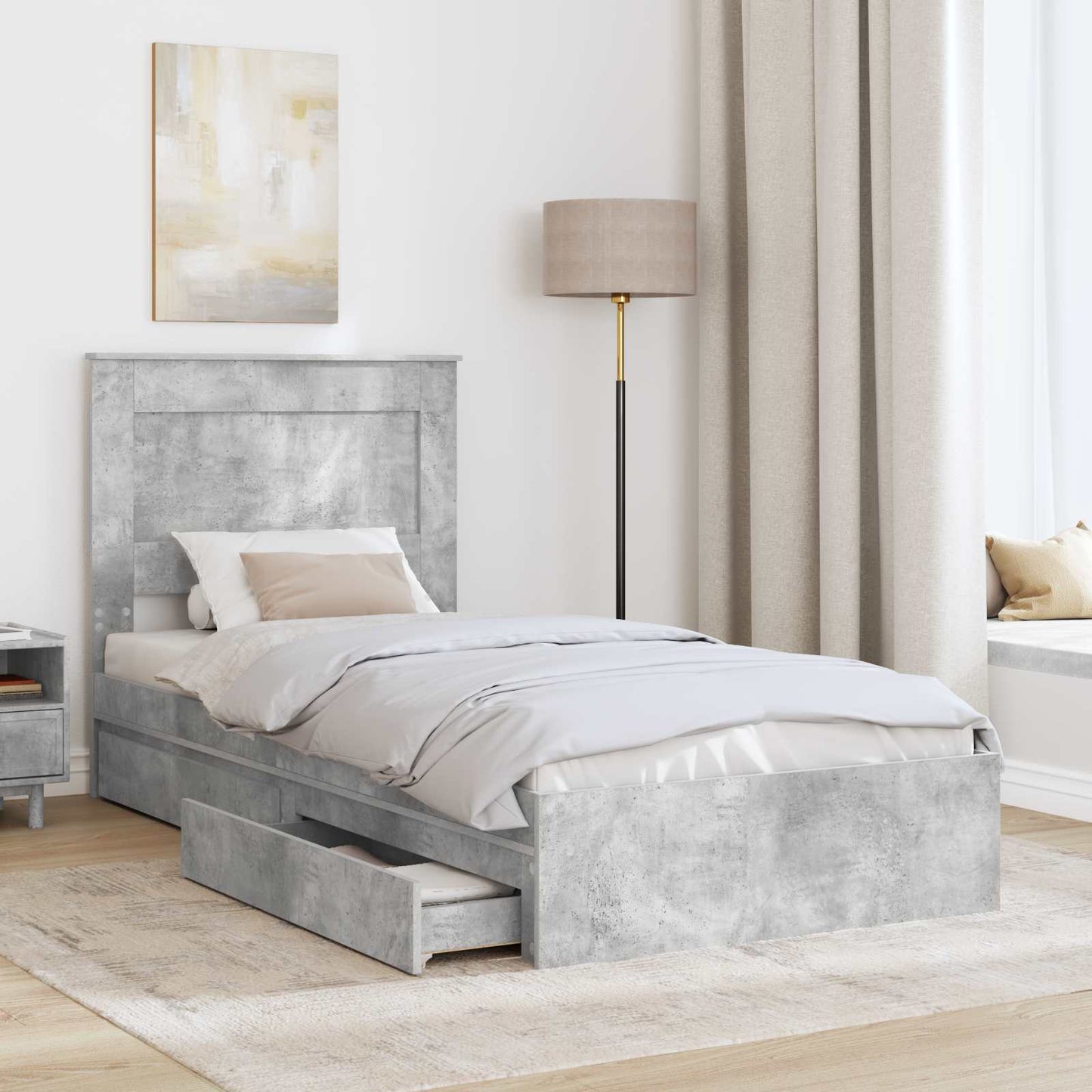 vidaXL Aufbewahrungsbett Beton Grau 75 x 190 cm Holzwerkstoff