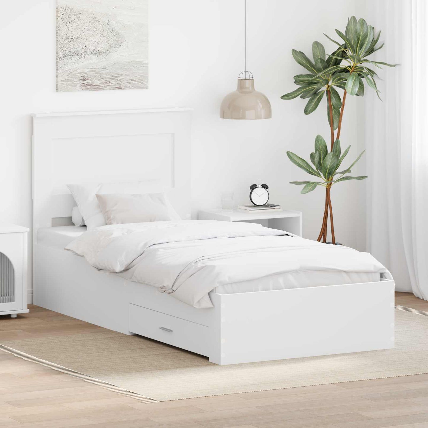 vidaXL Bettrahmen Weiß und Silber 75 x 190 cm Holzwerkstoff