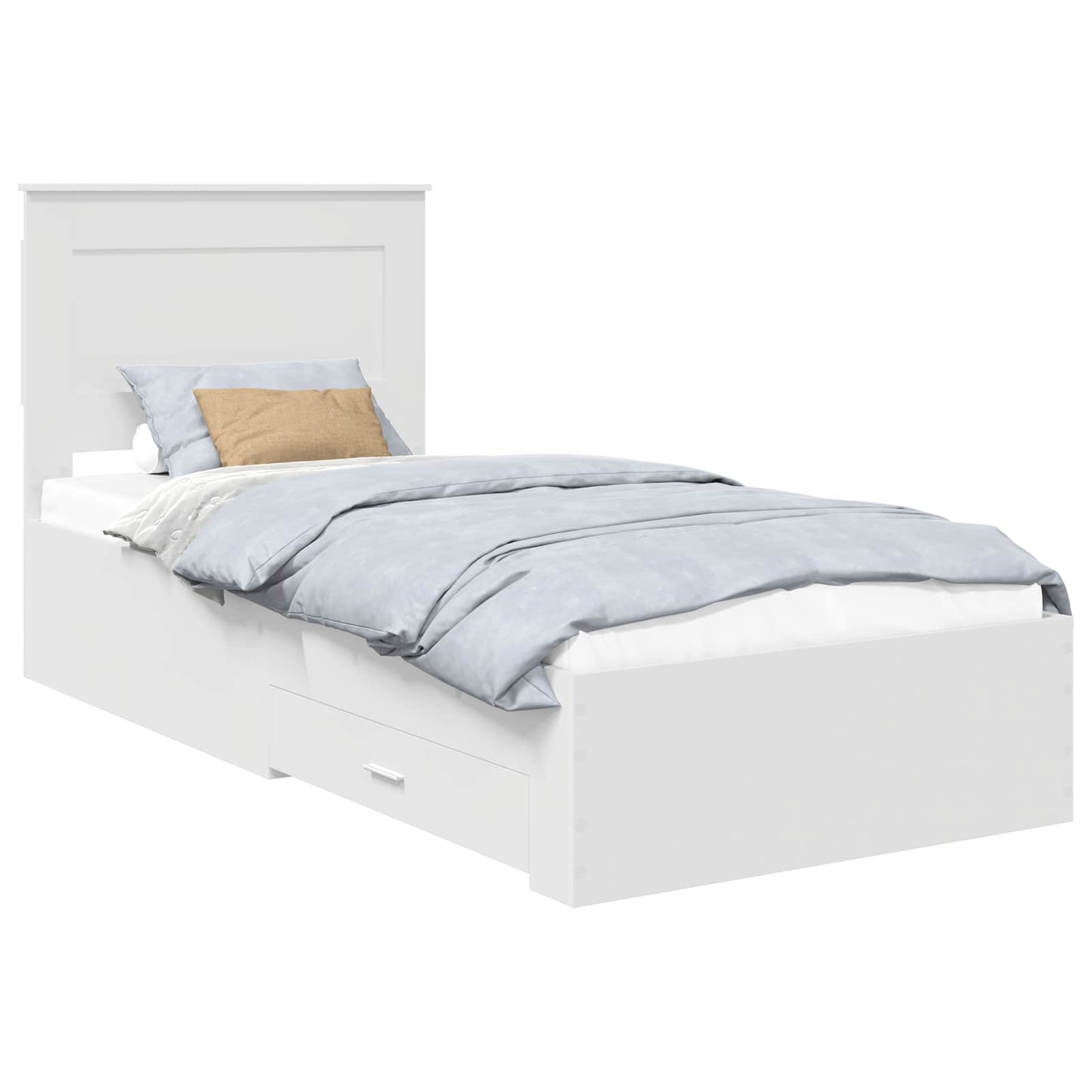 vidaXL Bettrahmen Weiß und Silber 75 x 190 cm Holzwerkstoff