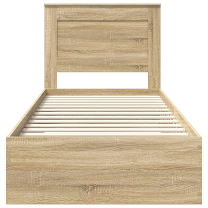 vidaXL Bettrahmen Sonoma Eiche und Silber 75 x 190 cm Holzwerkstoff