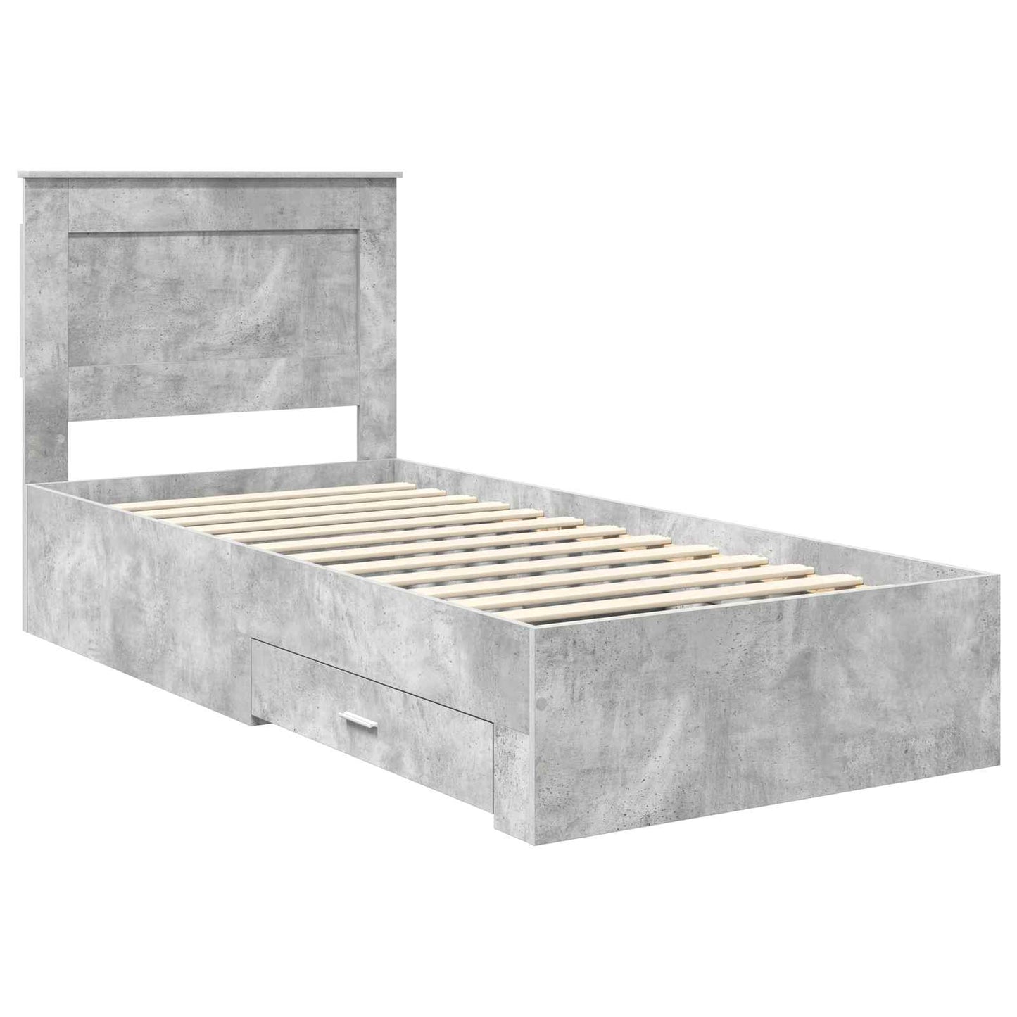vidaXL Bettrahmen Beton Grau und Silber 75 x 190 cm Holzwerkstoff