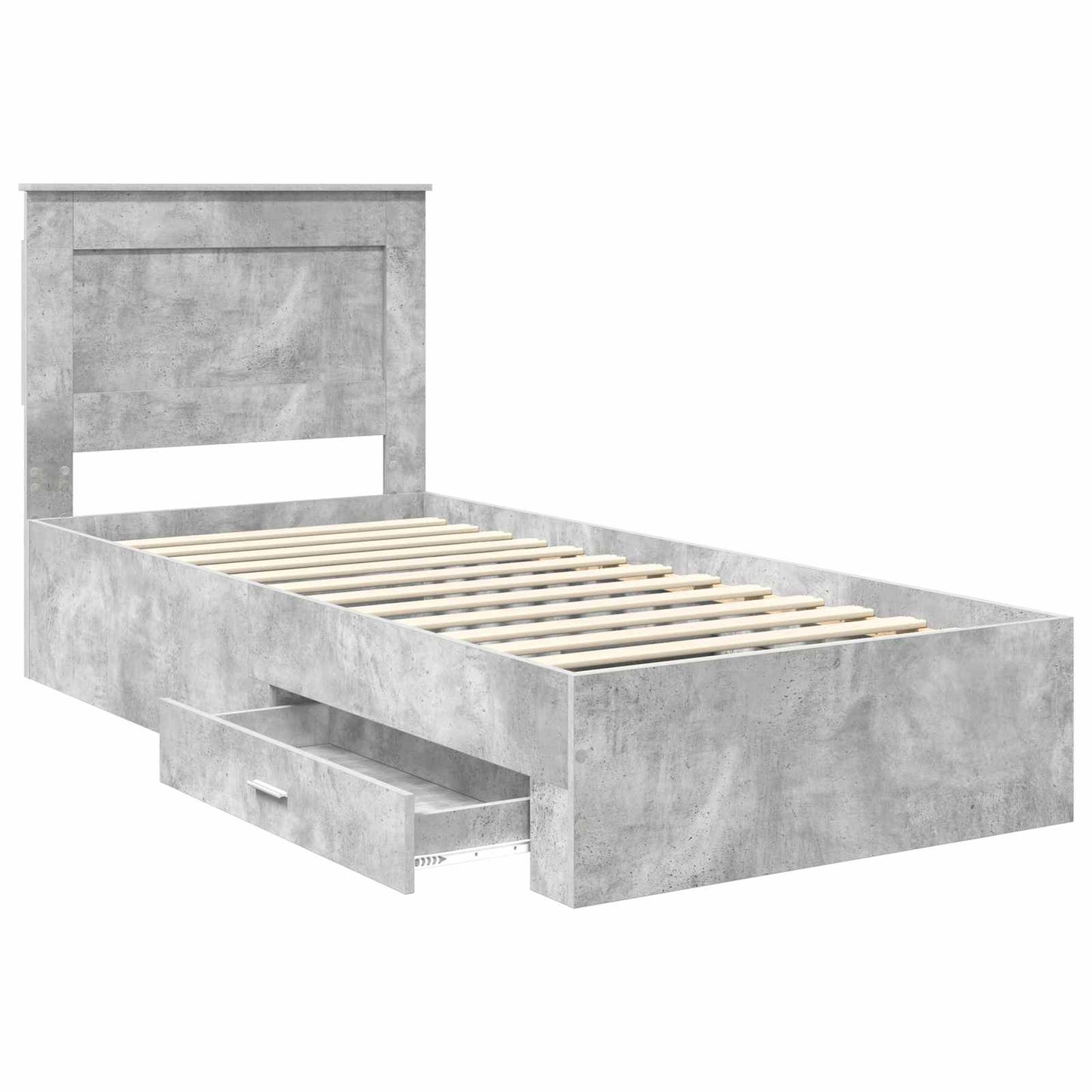 vidaXL Bettrahmen Beton Grau und Silber 75 x 190 cm Holzwerkstoff