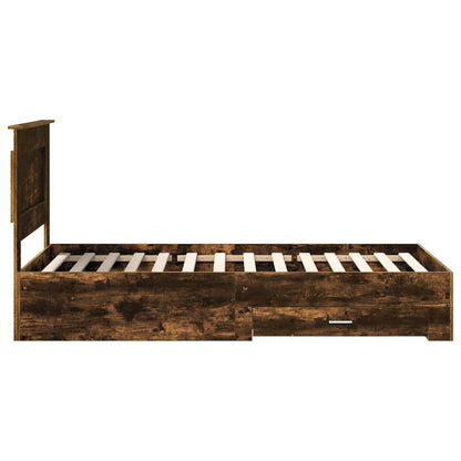 Bettrahmen Rauchige Eiche und Silber 75 x 190 cm Holzwerkstoff