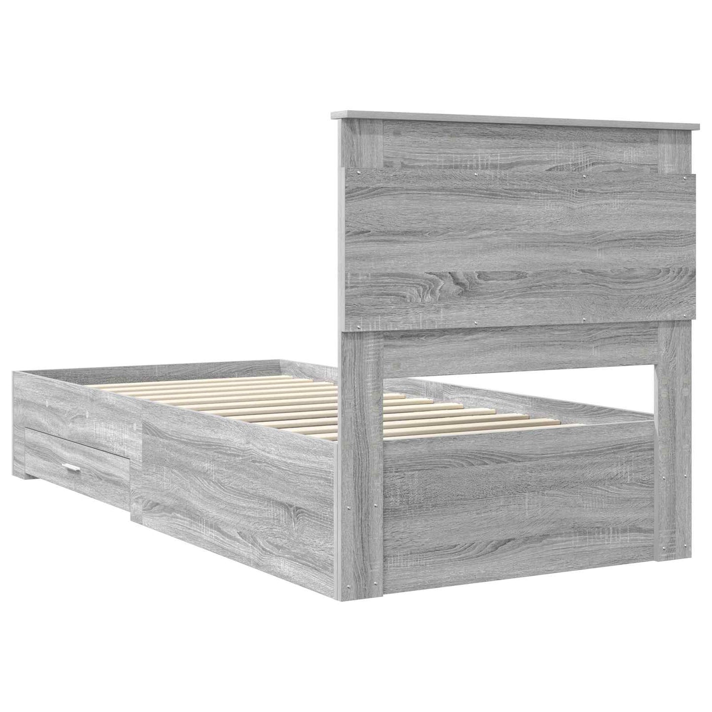vidaXL Bettrahmen Graue Sonoma und Silber 75 x 190 cm Holzwerkstoff