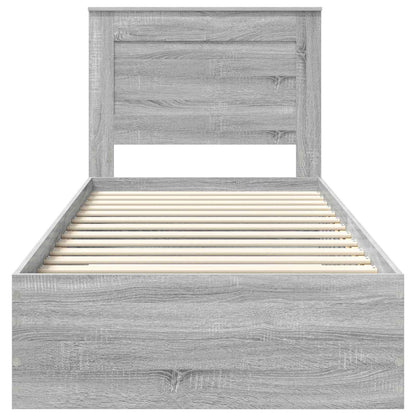 vidaXL Bettrahmen Graue Sonoma und Silber 75 x 190 cm Holzwerkstoff