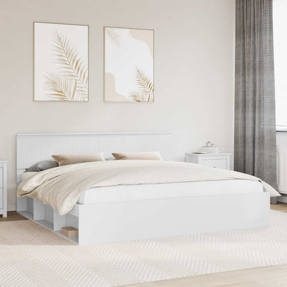 vidaXL Bettrahmen mit Kopfteil Weiß 200 x 200 cm Massives Kiefernholz