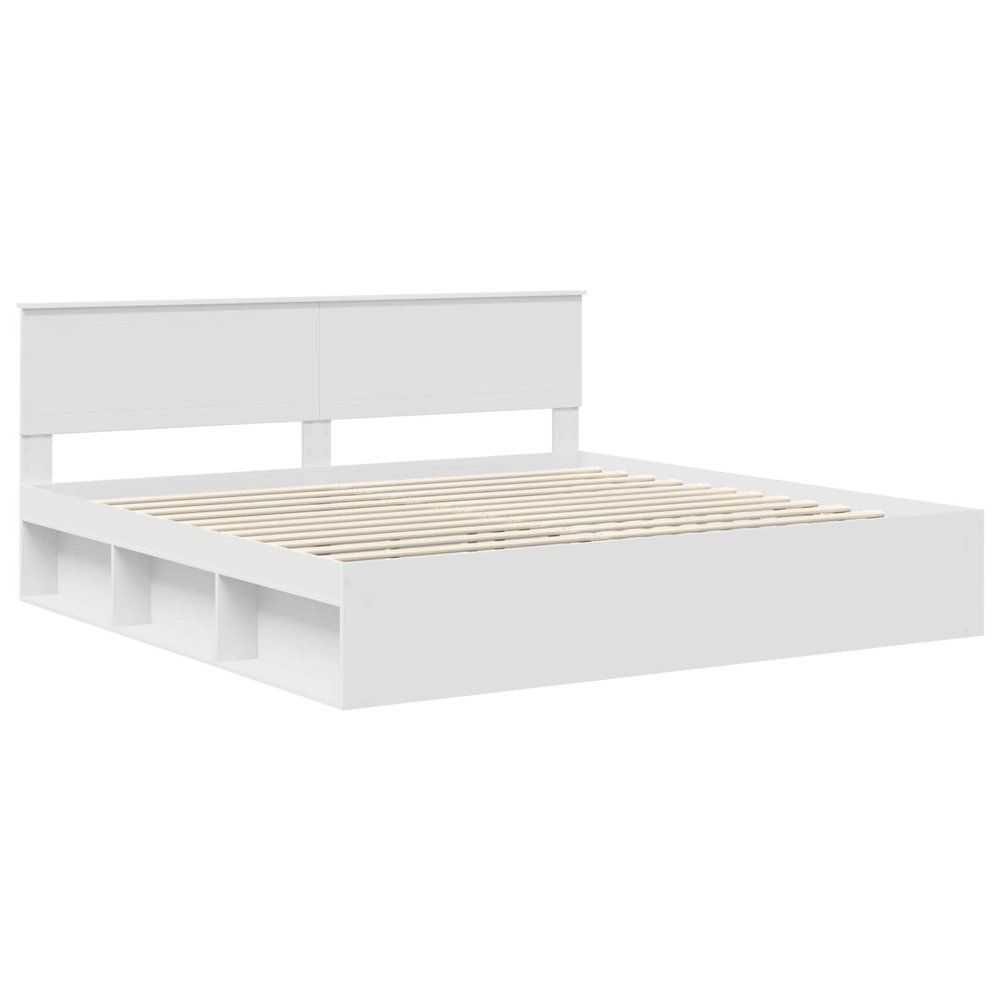 vidaXL Bettrahmen mit Kopfteil Weiß 200 x 200 cm Massives Kiefernholz