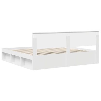 vidaXL Bettrahmen mit Kopfteil Weiß 200 x 200 cm Massives Kiefernholz