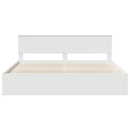 vidaXL Bettrahmen mit Kopfteil Weiß 200 x 200 cm Massives Kiefernholz