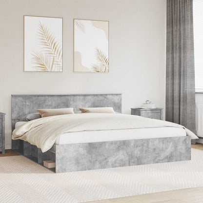 vidaXL Bettrahmen mit Kopfteil Beton 200 x 200 cm Massives Kiefernholz