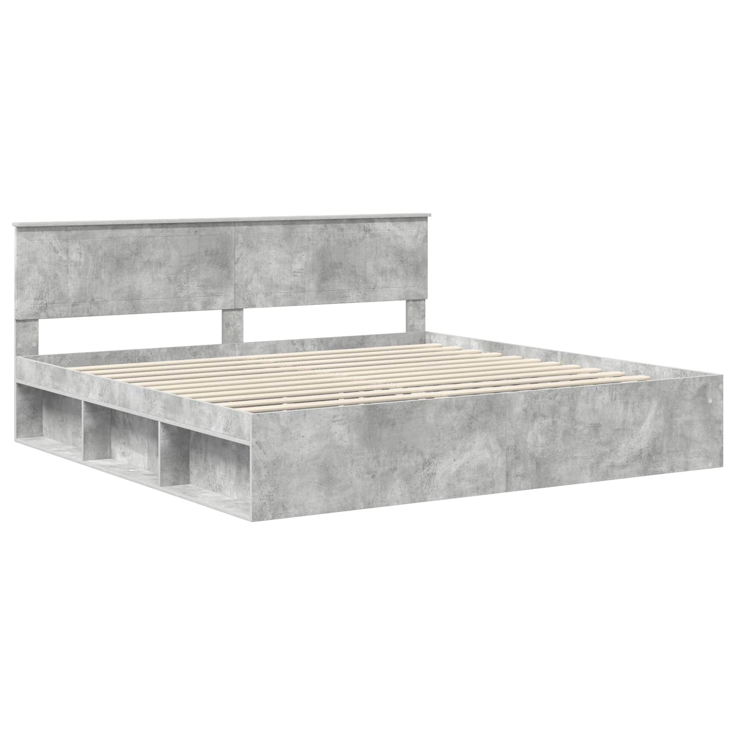 vidaXL Bettrahmen mit Kopfteil Beton 200 x 200 cm Massives Kiefernholz