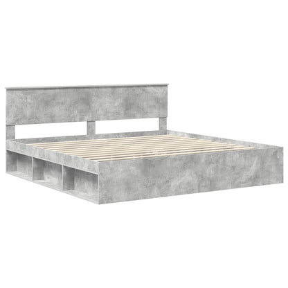 vidaXL Bettrahmen mit Kopfteil Beton 200 x 200 cm Massives Kiefernholz