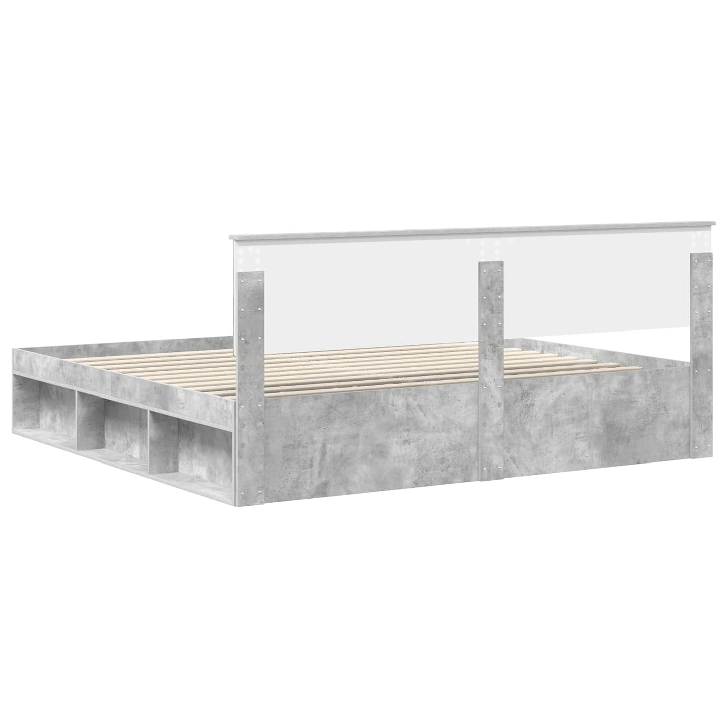 vidaXL Bettrahmen mit Kopfteil Beton 200 x 200 cm Massives Kiefernholz